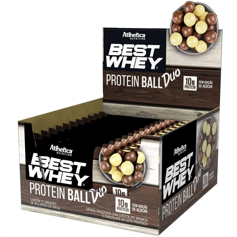 BEST WHEY PROTEIN BALL (DISPLAY 12 UNIDADES DE 50G) - SABOR: DUO - CHOCO BRANCO/CHOCO AO LEITE