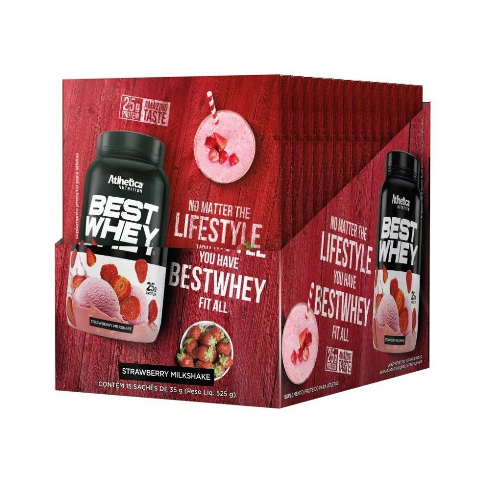 BEST WHEY SACHê (DISPLAY COM 15 SACHêS - 35G) - SABOR: MORANGO