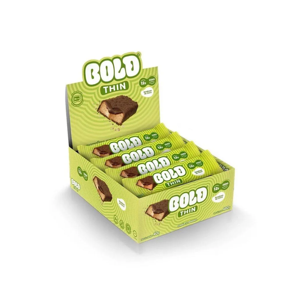 BOLD BAR THIN (DISPLAY 12 UNID DE 40G) - SABOR: BOMBOM DE COCO