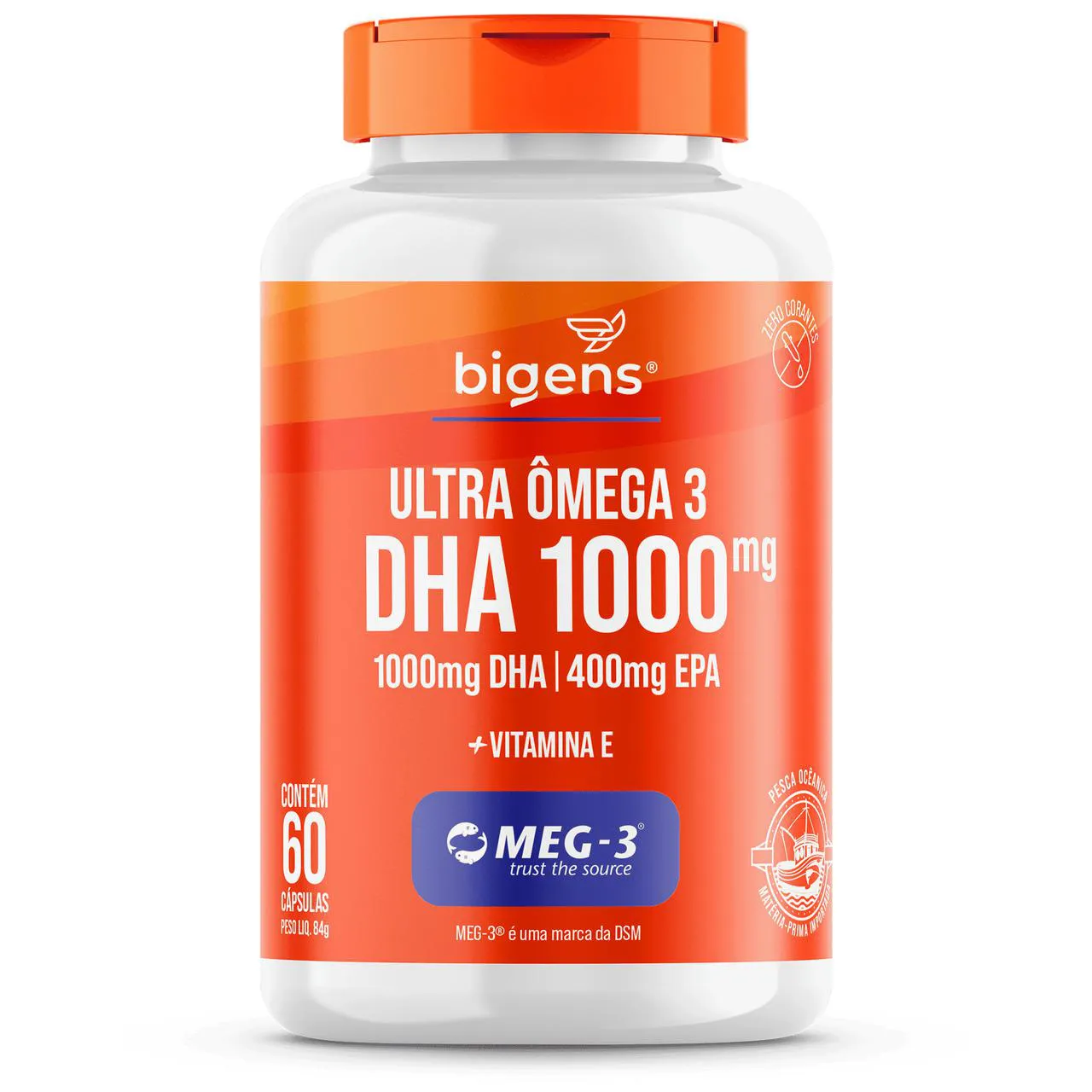 Bigens Ultra Ômega 3 Dha 1000 Meg-3 + Vitamina E 60 Cápsulas