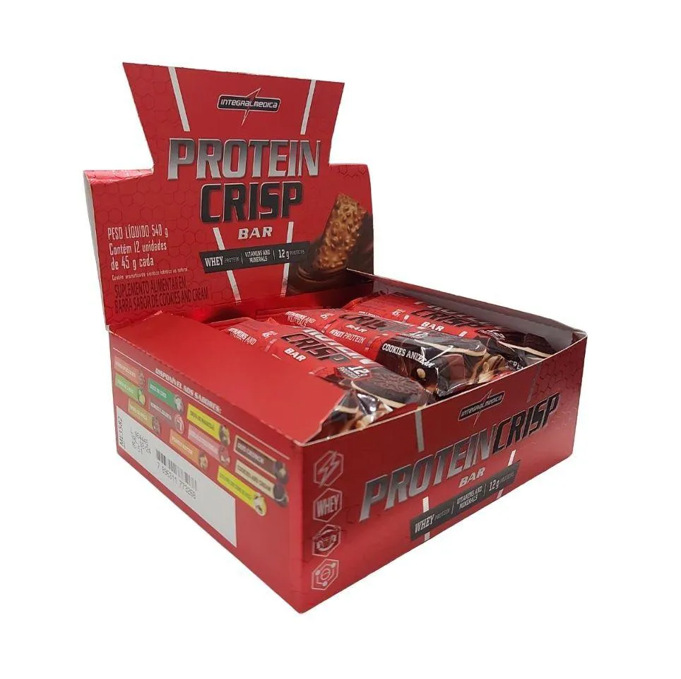 CRISP BAR CAIXA 12 UNIDADES (540G) - SABOR: COOKIES AND CREAM