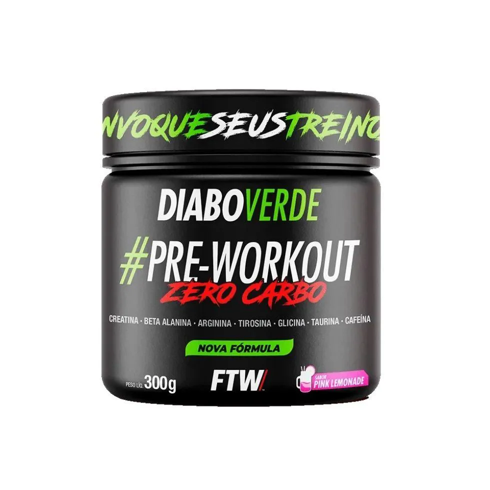 DIABO VERDE PRE-WORKOUT ZERO CARB (300G) - SABOR: PINK LEMONADE