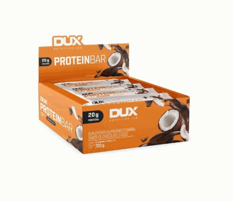 DUX PROTEIN BAR DISPLAY (12 UNID. 60G) - SABOR: CHOCOLATE C/ COCO