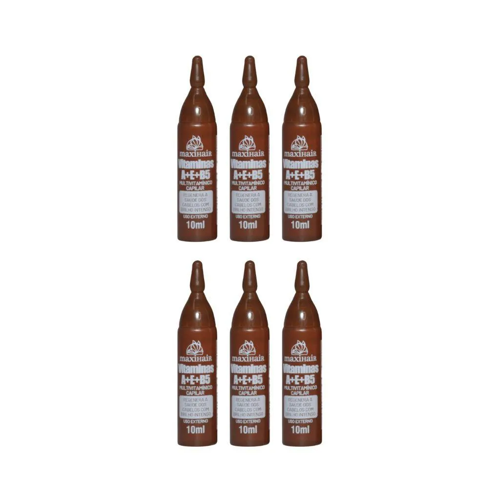 AMPOLA DE VITAMINA  MAXIHAIR 10ML A + E + B5 - KIT C/ 6UN