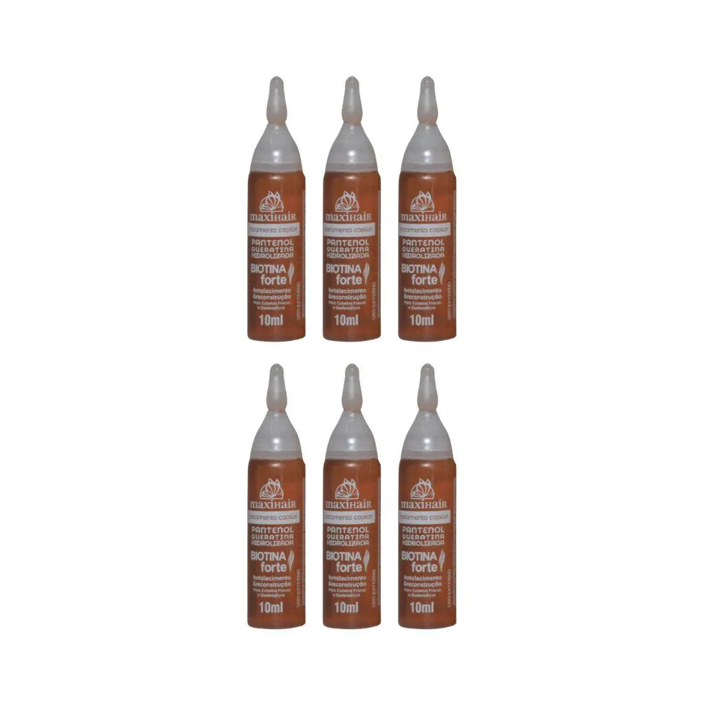 AMPOLA DE VITAMINA  MAXIHAIR 10ML BIONTINA FORTE-KIT C/ 6UN