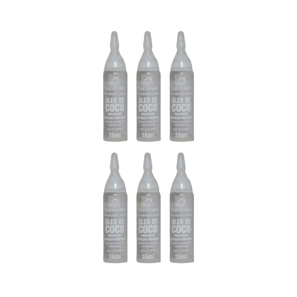 AMPOLA DE VITAMINA  MAXIHAIR 10ML OLEO DE COCO - KIT C/ 6UN