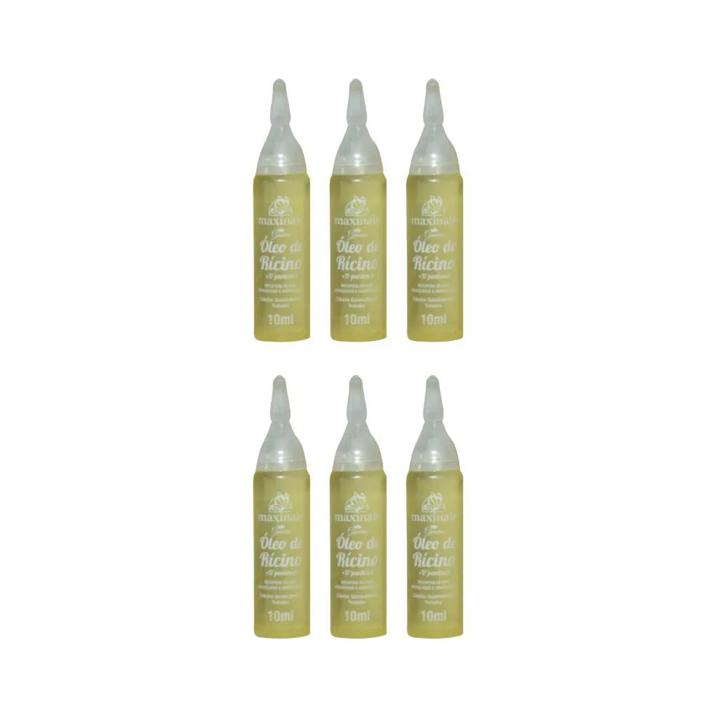 AMPOLA DE VITAMINA  MAXIHAIR 10ML OLEO DE RICINO - KIT C/6UN
