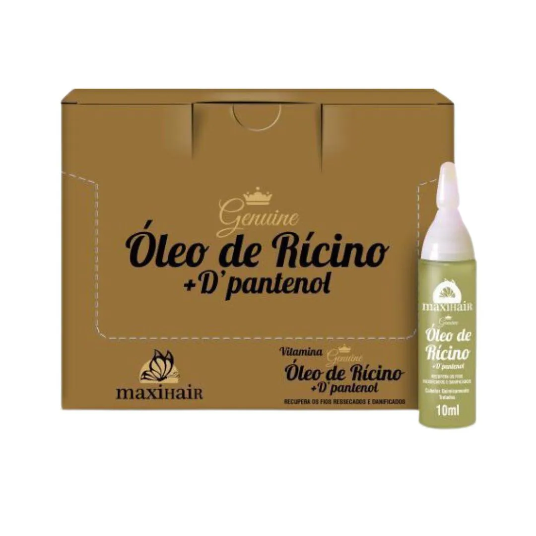 AMPOLA DE VITAMINA  MAXIHAIR 10ML OLEO DE RICINO-KIT C/24UN