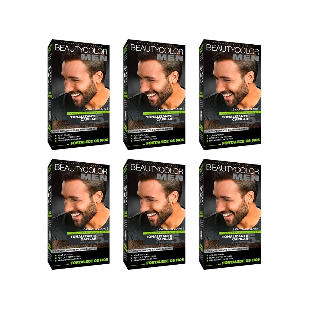 COLORAçAO BEAUTY COLOR MEN CASTANHO CLARO - KIT C/ 6UN