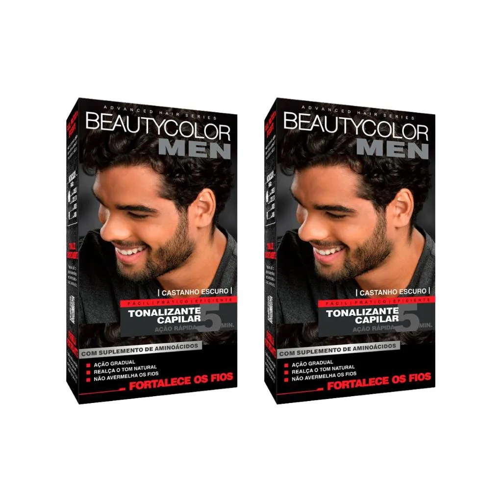 COLORAçAO BEAUTY COLOR MEN CASTANHO ESCURO - KIT C/ 2UN