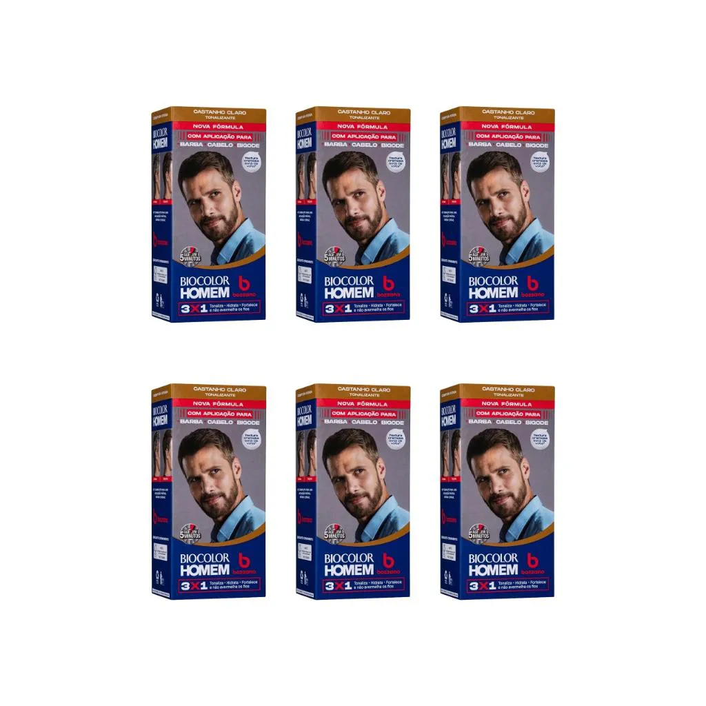 COLORAçAO BIOCOLOR HOMEM BOZZANO CASTANHO CLARO-KIT C/6UN