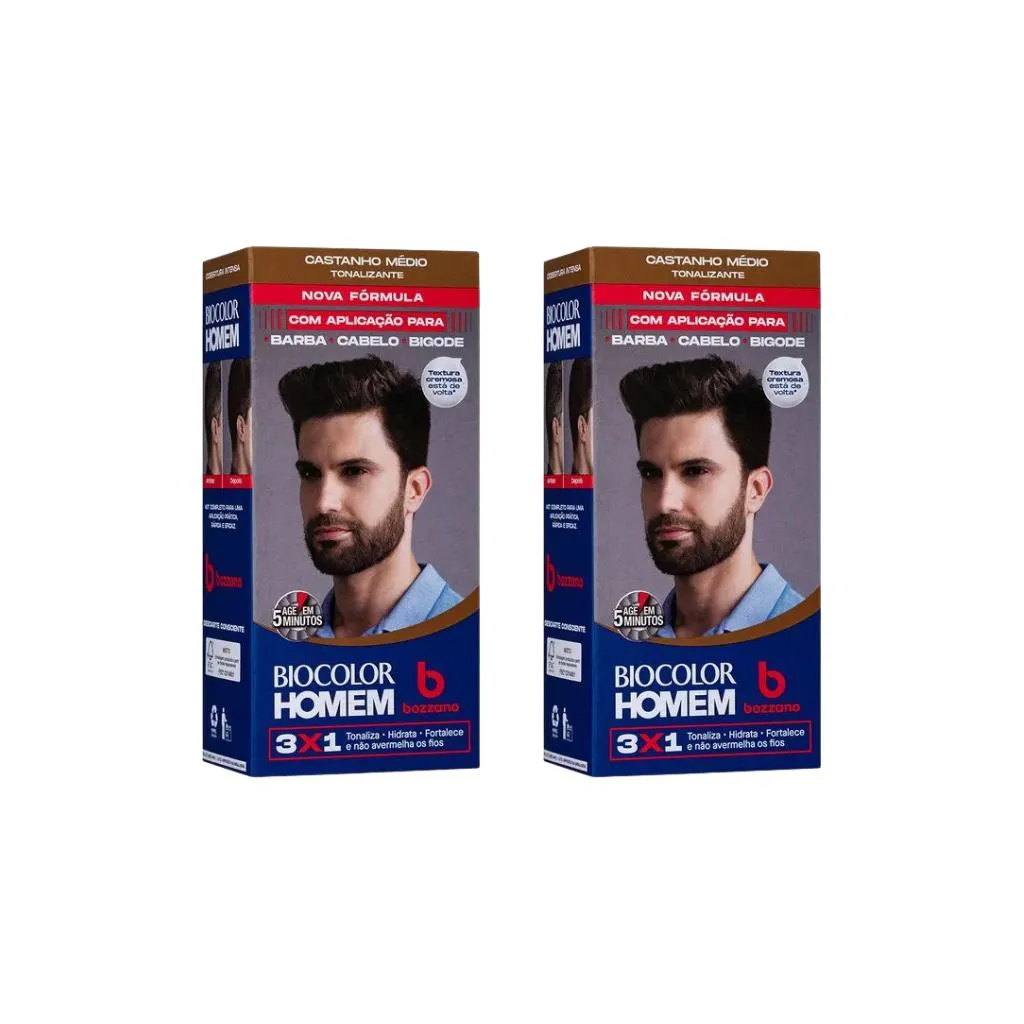 COLORAçAO BIOCOLOR HOMEM BOZZANO CASTANHO MEDIO-KIT C/2UN
