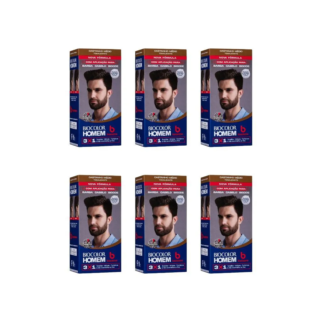 COLORAçAO BIOCOLOR HOMEM BOZZANO CASTANHO MEDIO-KIT C/6UN