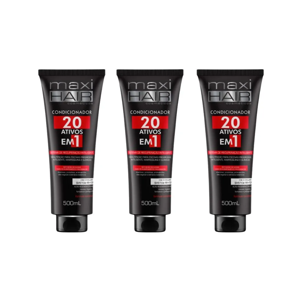 CONDICIONADOR MAXIHAIR 500ML 20 ATIVOS EM 1 - KIT C/ 3UN