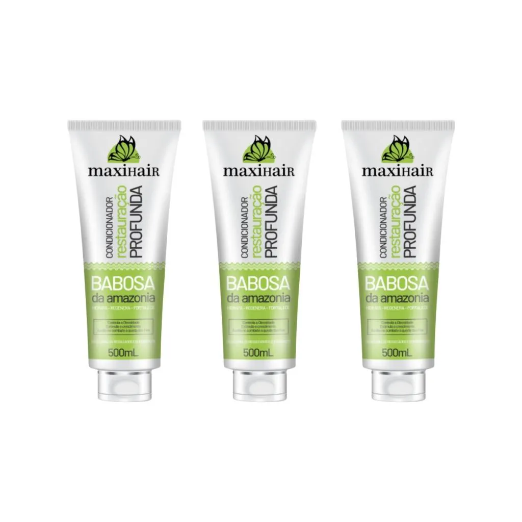 CONDICIONADOR MAXIHAIR 500ML BABOSA DA AMAZONIA - KIT C/ 3UN
