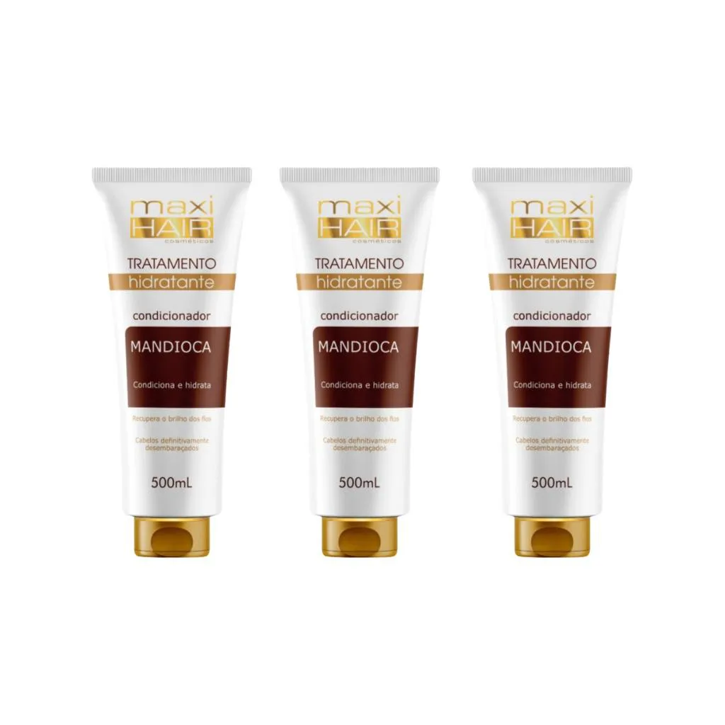 CONDICIONADOR MAXIHAIR 500ML MANDIOCA TRAT HIDRATANTE - 3UN