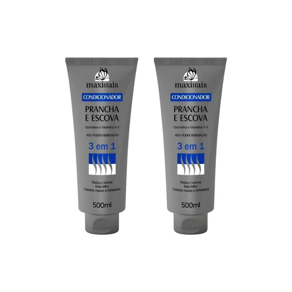 CONDICIONADOR MAXIHAIR 500ML PRANCHA E ESCOVA 3 EM 1 - 2UN