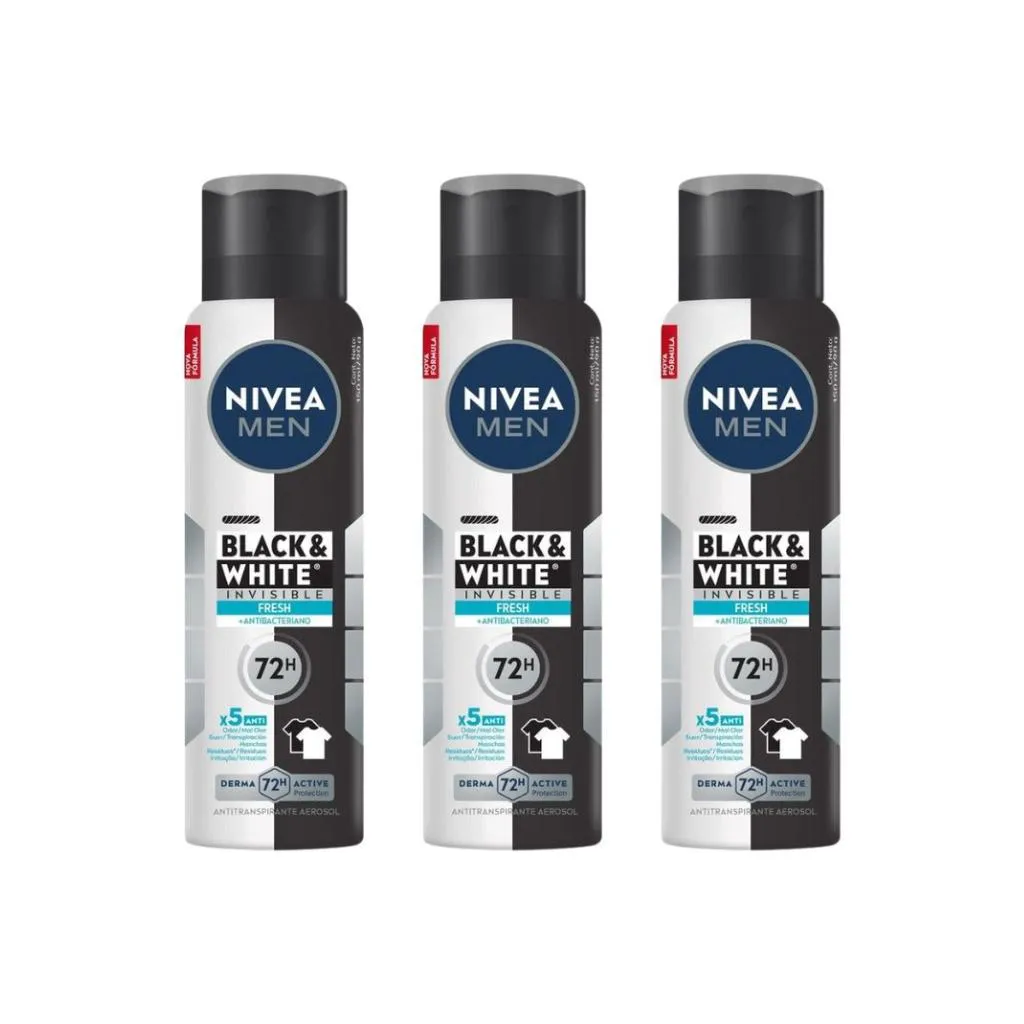 DESODORANTE AERO NIVEA 150ML MASC BLACK WHITE INVI FRESH-3UN