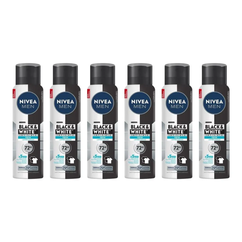 DESODORANTE AERO NIVEA 150ML MASC BLACK WHITE INVI FRESH-6UN