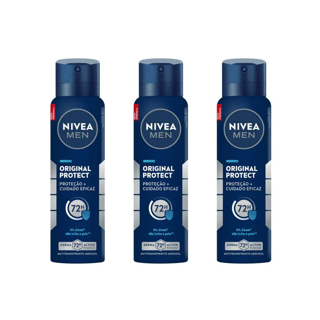 DESODORANTE AERO NIVEA 150ML MASC ORIGINAL PROTECT-KIT C/3UN