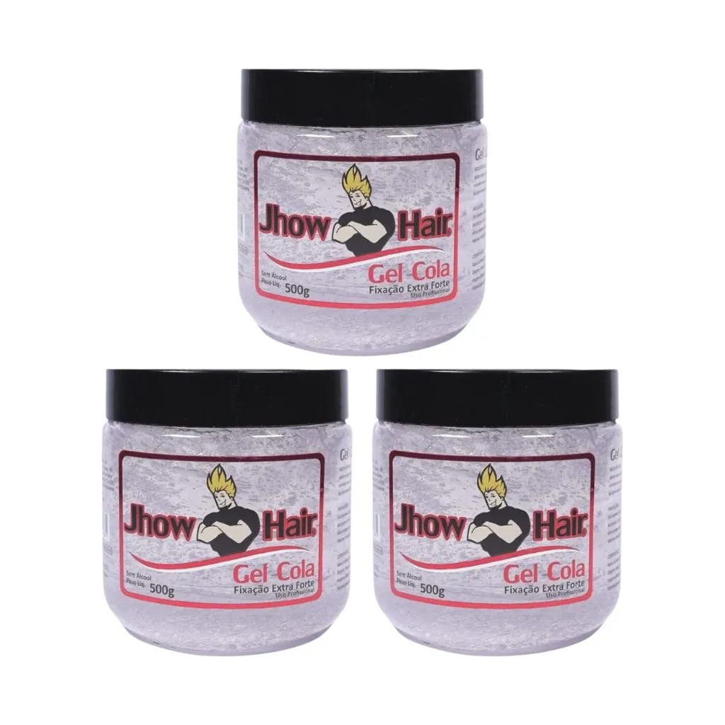 GEL COLA JHOW HAIR 500G EXTRA FORTE - KIT C/ 3UN