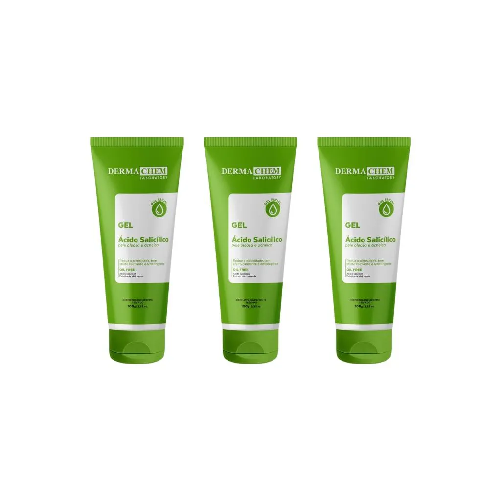 GEL FACIAL DERMACHEM ANTIOLEO ACIDO SALICILICO 100G-KIT 3UN