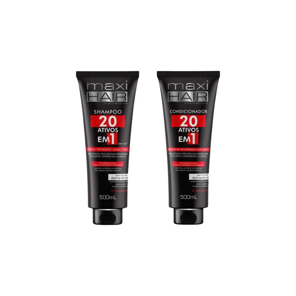 KIT 20 ATIVOS EM 1 MAXIHAIR SHAMPOO+COND 500ML