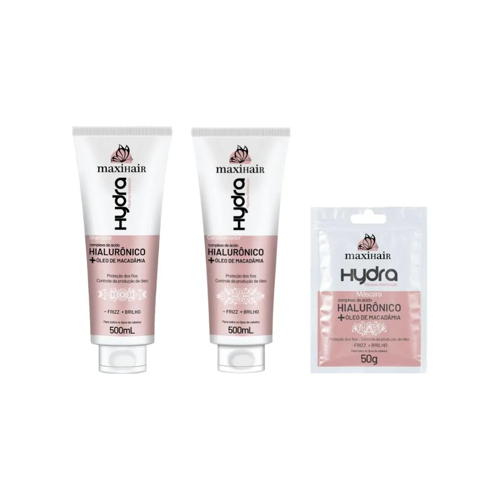 KIT HIALURONICO+OLEO DE MACAD MAXIHAIR SHAMPOO+COND+SACHE