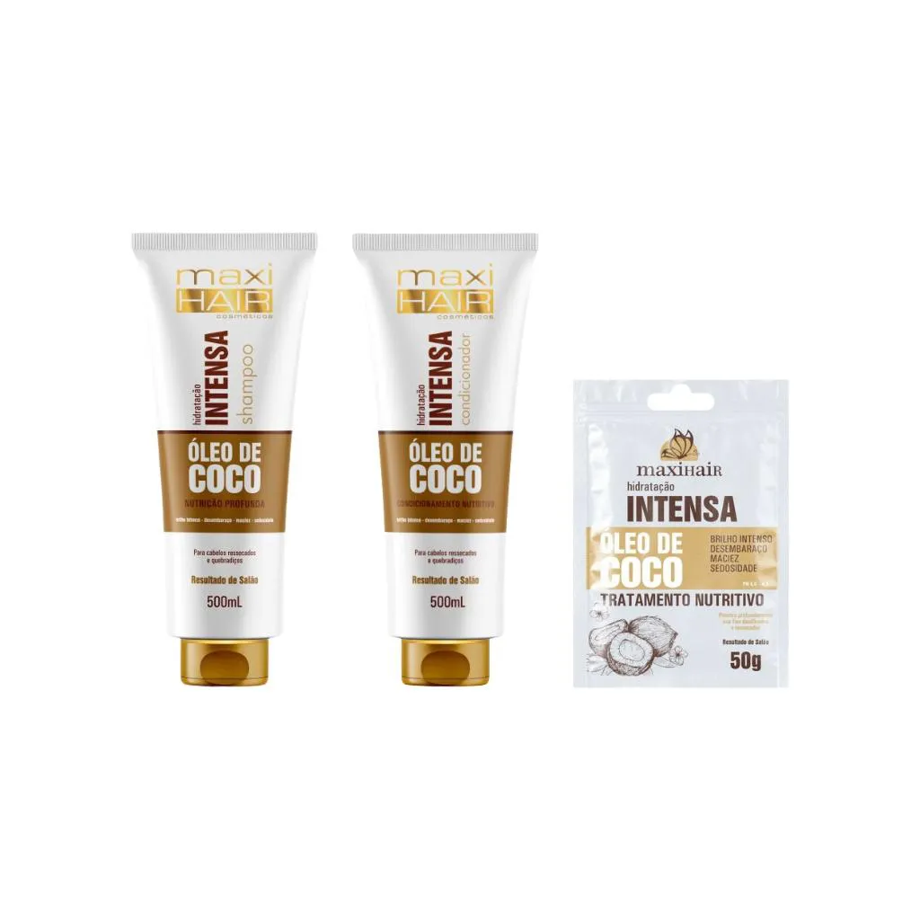 KIT OLEO DE COCO HIDRATAçAO INT MAXIHAIR SHAMPOO+COND+SACHE