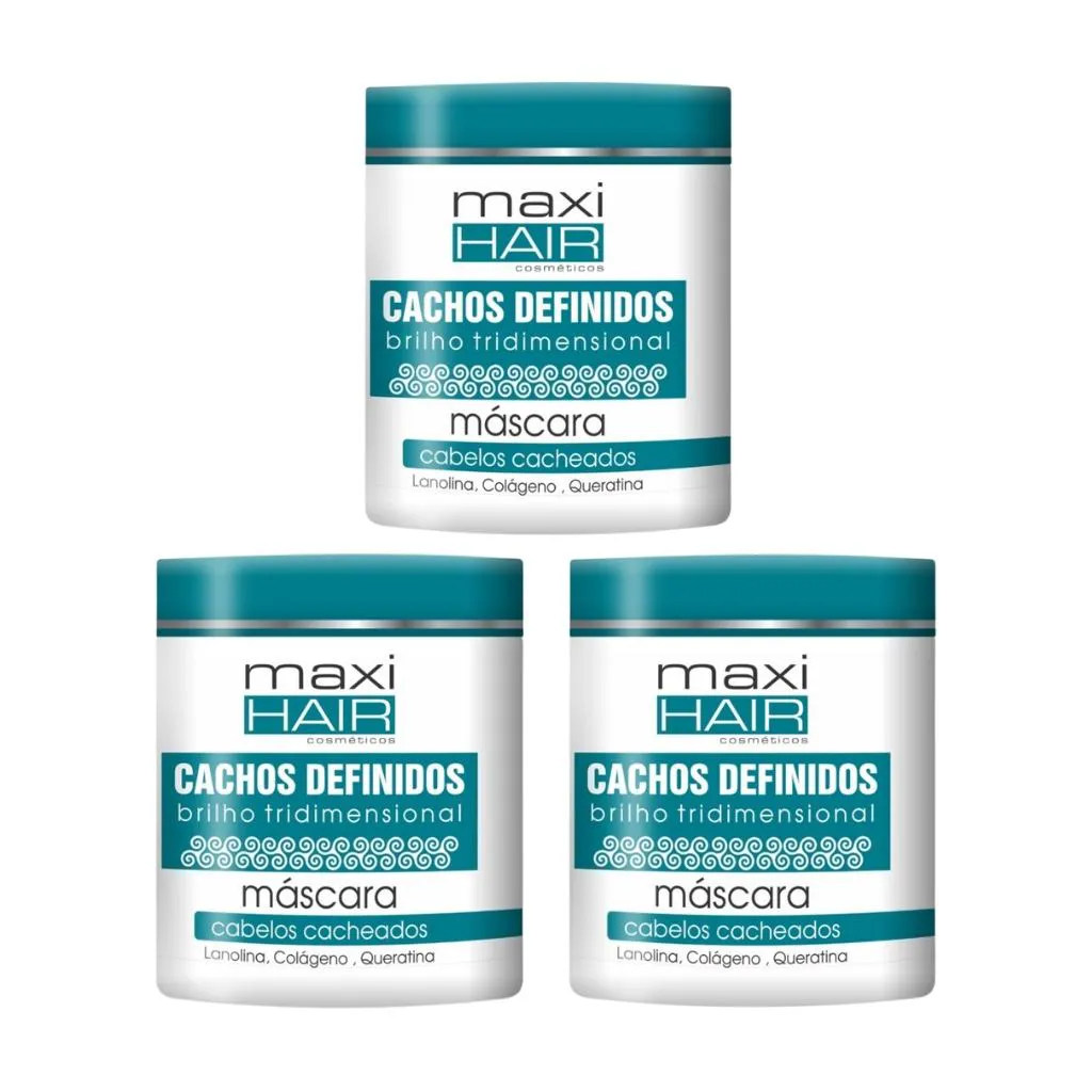 MASCARA MAXIHAIR 500G CACHOS DEFINIDOS - KIT C/ 3UN