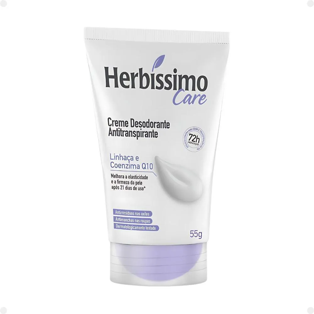 CREME DESODORANTE ANTITRANSPIRANTE HERBíSSIMO CARE LINHAçA E COENZIMA Q10 55G