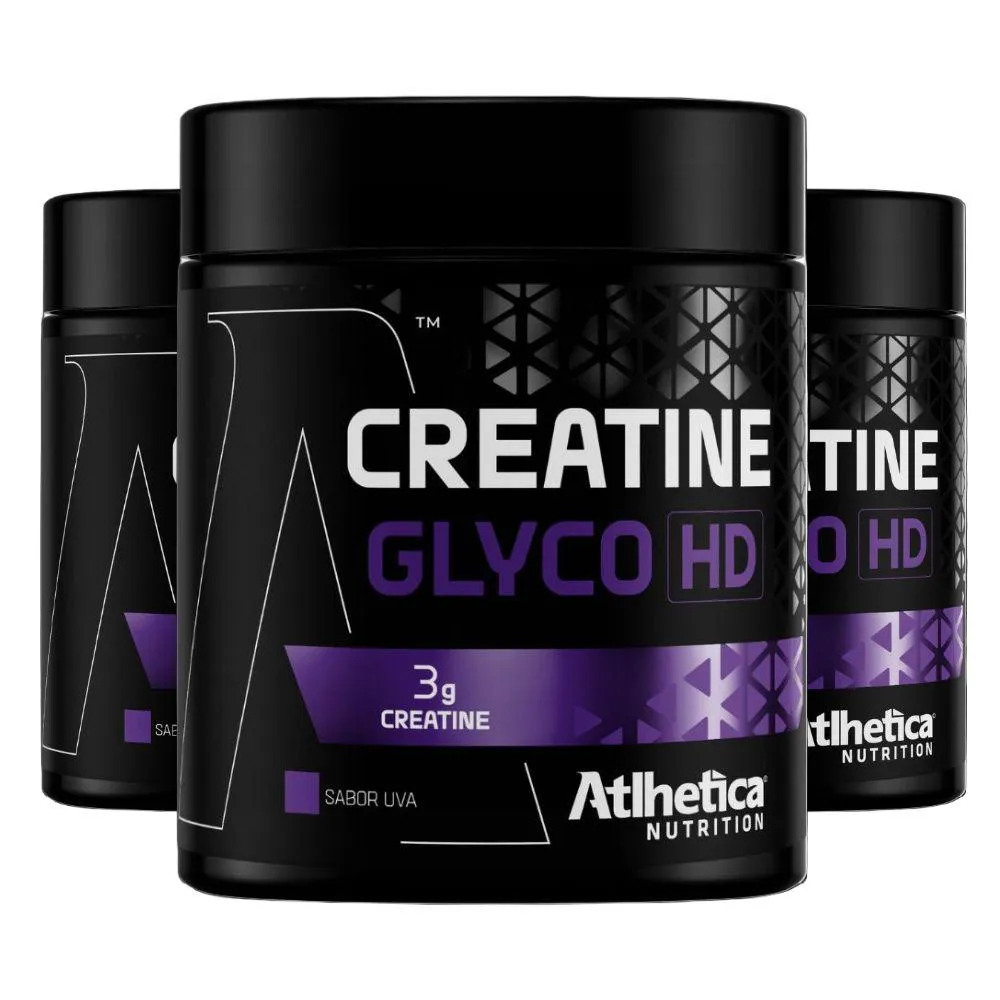 KIT 3X CREATINA GLYCO HD 300G UVA - ATLHETICA