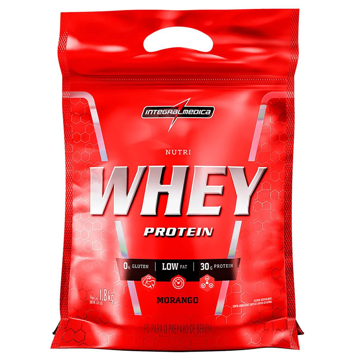 NUTRI WHEY PROTEIN ISOLADO CONCENTRADO MORANGO 1,8KG REFIL - INTEGRALMEDICA