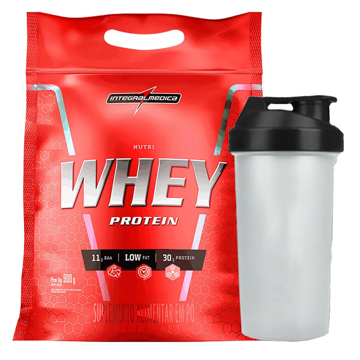 WHEY PROTEIN NUTRI ISOLADO CONCENTRADO COOKIE 900G REFIL + COQUETELEIRA - INTEGRALMEDICA