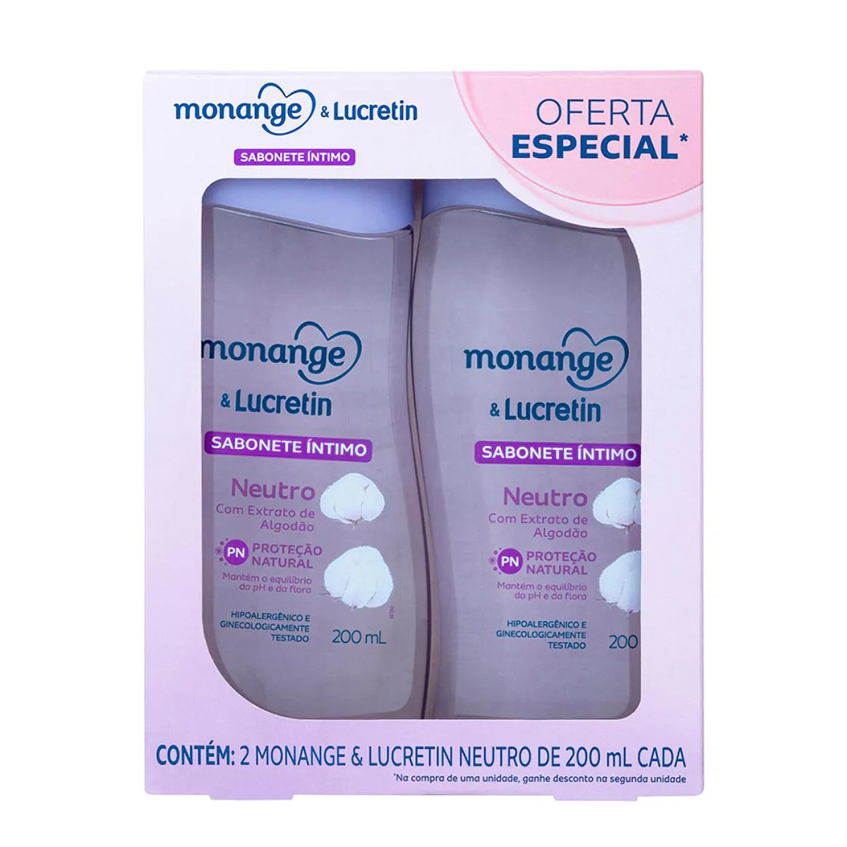 Kit Sabonete Intimo Monange & Lucretin Neutro 2 unidades com 200ml cada ...