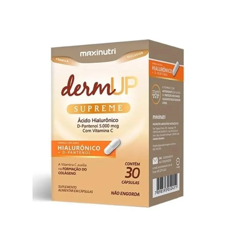 DERMUP SUPREME - ÁCIDO HIALURôNICO / D-PANTENOL / VITAMINA C (30 CAPS) - PADRãO: ÚNICO
