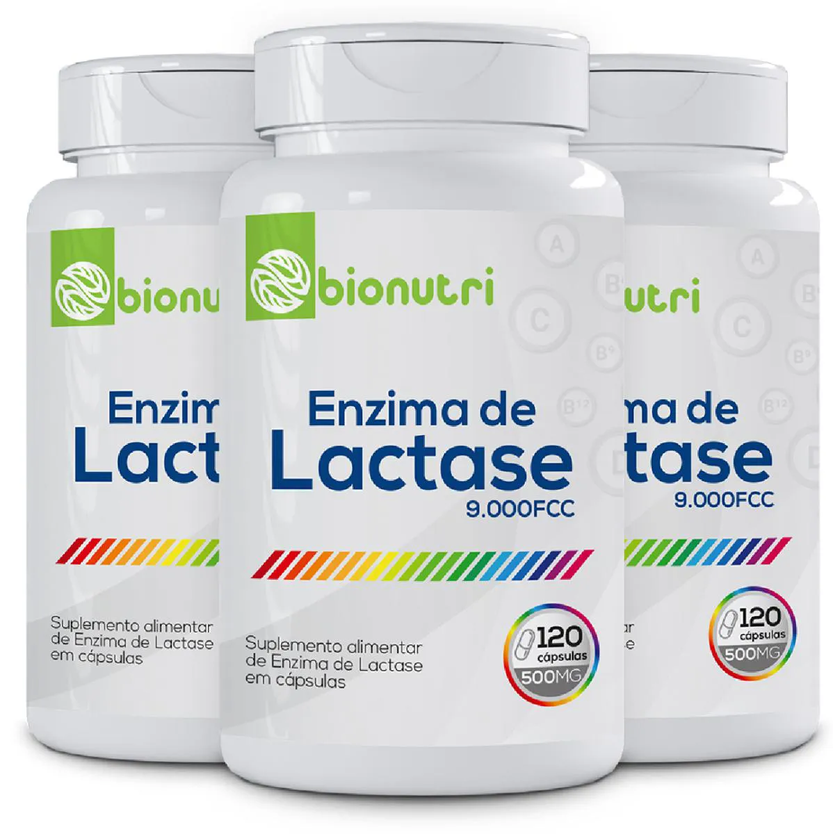 KIT 3X ENZIMA DE LACTASE 9.000FCC 120 CáPSULAS BIONUTRI SUPLEMENTO ALIMENTAR