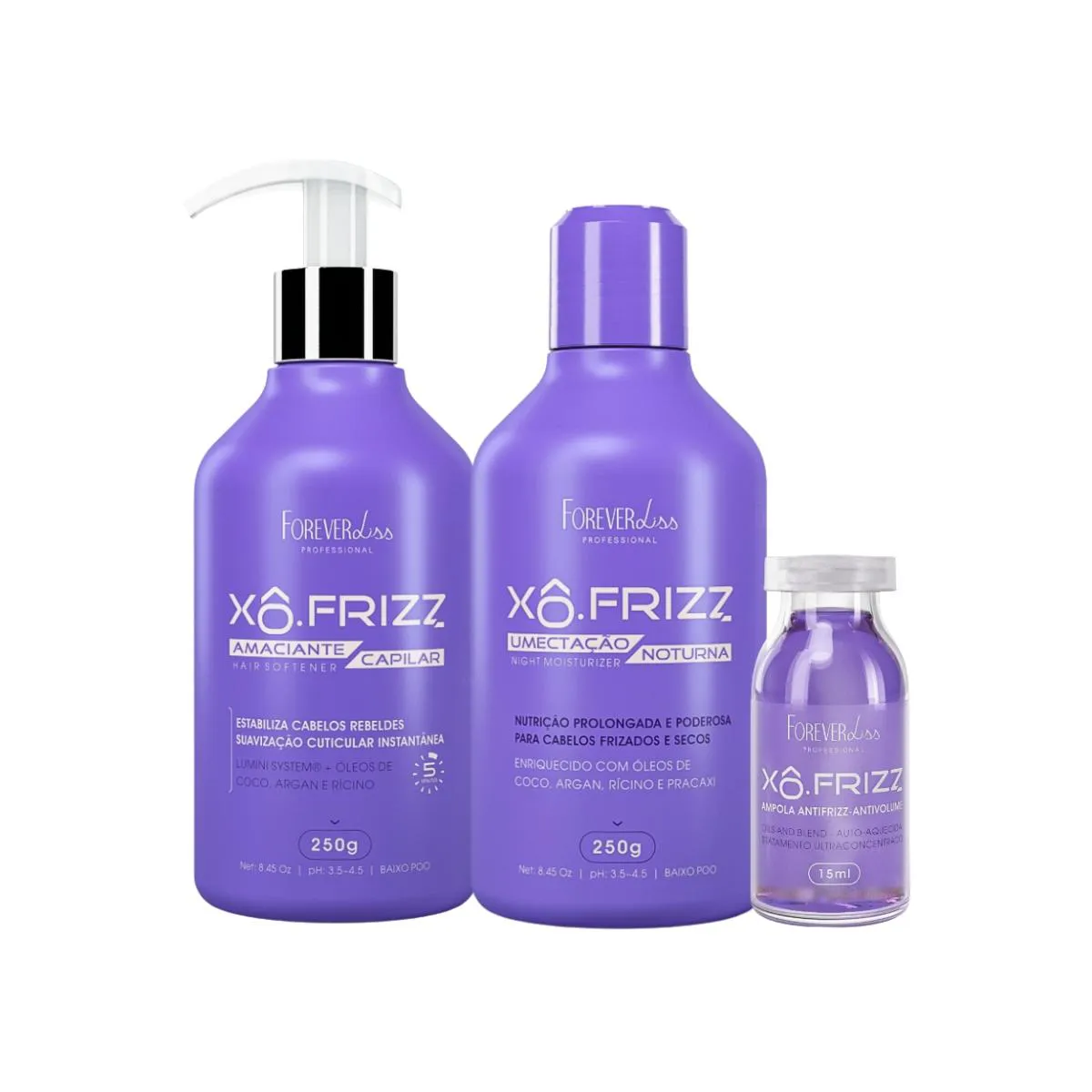 KIT AMPOLA AMACIANTE UMECTAçãO NOTURNA Xô FRIZZ FOREVER LISS