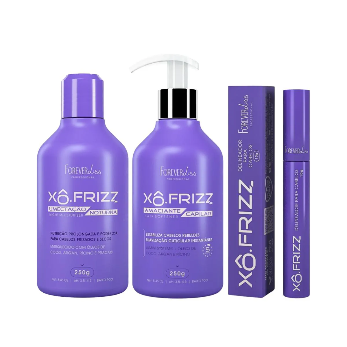 KIT MODELADOR AMACIANTE E UMECTAçãO Xô FRIZZ FOREVER LISS