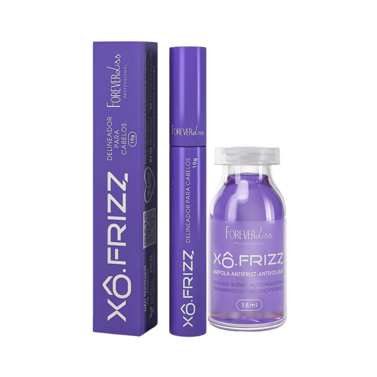 KIT MODELADOR FIOS E AMPOLA CAPILAR Xô FRIZZ FOREVER LISS