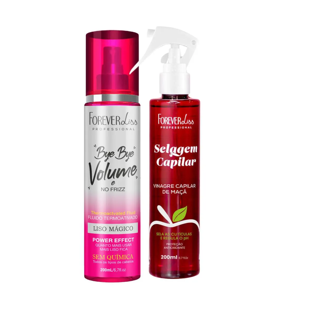 KIT SPRAY FINALIZADOR E SELAGEM CAPILAR MAçA FOREVER LISS