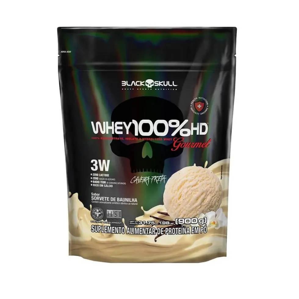 WHEY 100% HD GOURMET REFIL (900G) - SABOR: SORVETE DE BAUNILHA