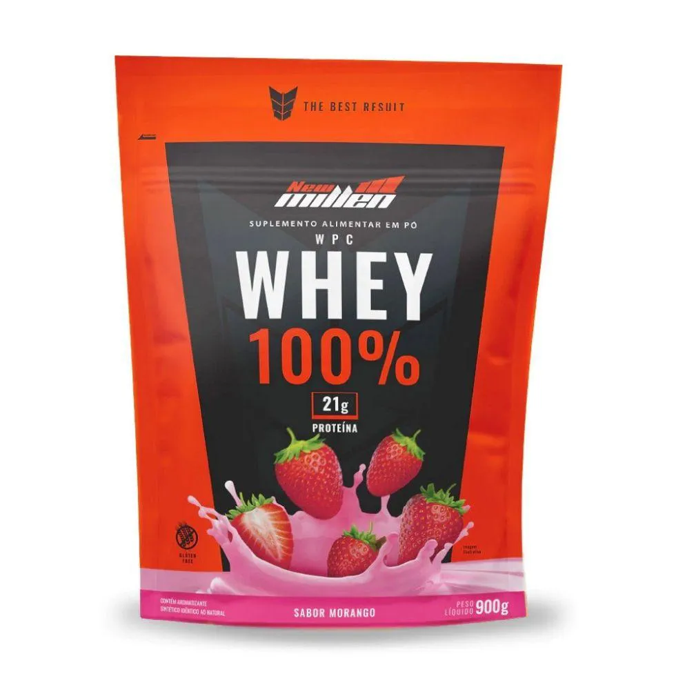WHEY 100% REFIL (900G) - SABOR: MORANGO