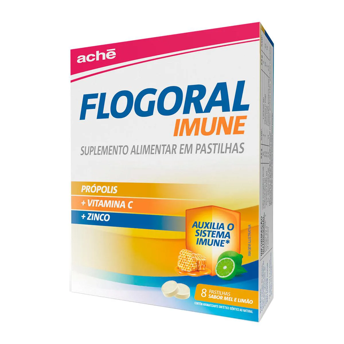 Pastilha Flogoral Imune Mel e Limão 8 Unidades