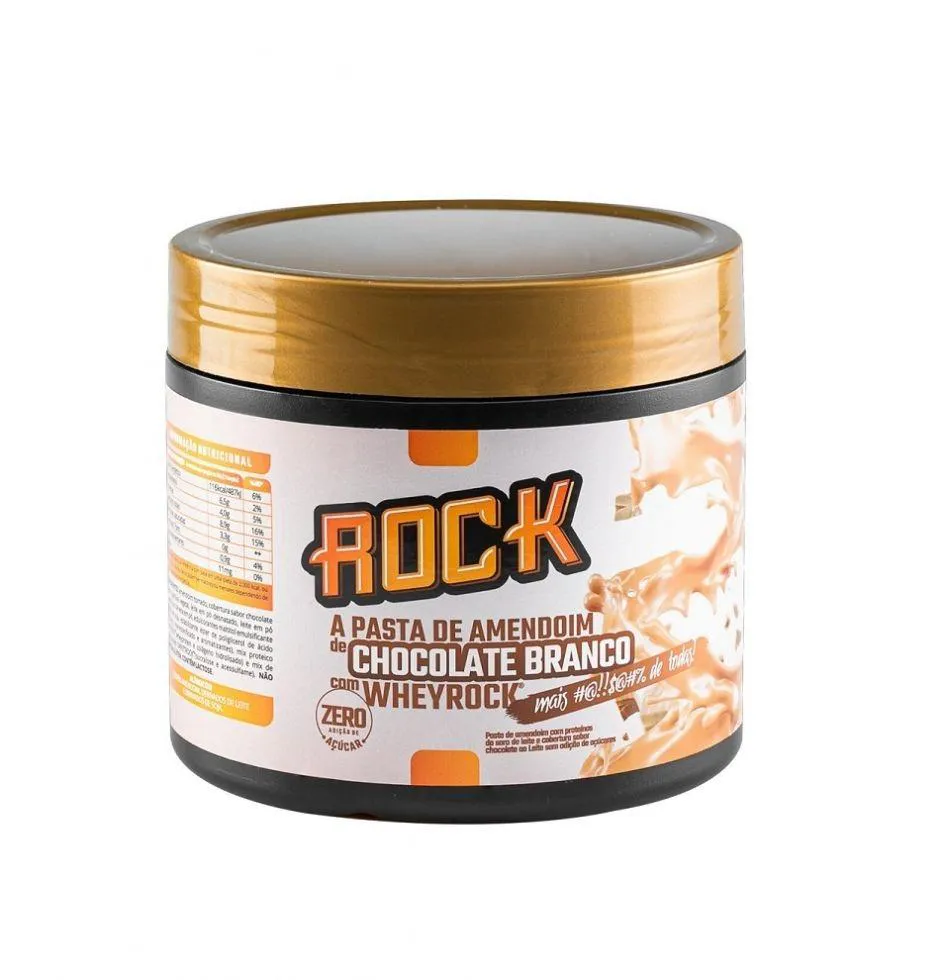 PASTA DE AMENDOIM WHEY ROCK (600G) - SABOR: CHOCOLATE BRANCO -