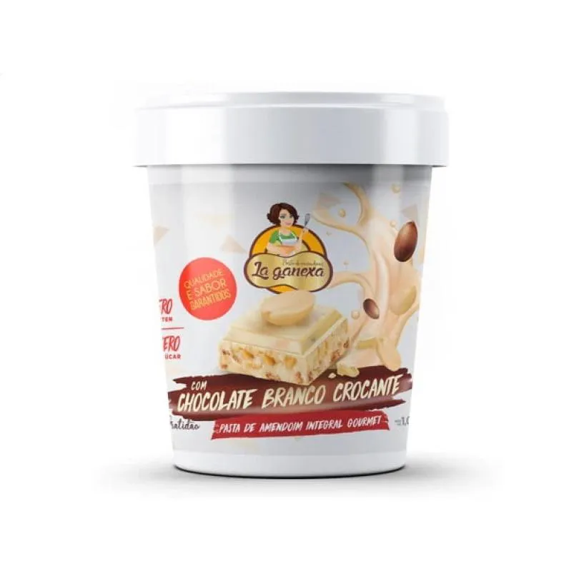 PASTA DE AMENDOIM INTEGRAL GOURMET (450G) - SABOR: COM CHOCOLATE BRANCO CROCANTE