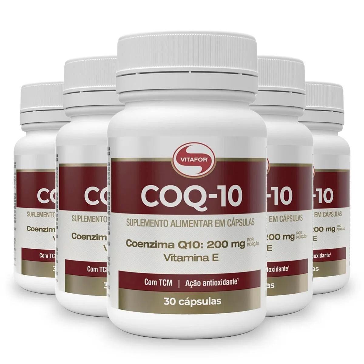 Kit 5 Coenzima Q10 200mg Vitafor 30 Cápsulas