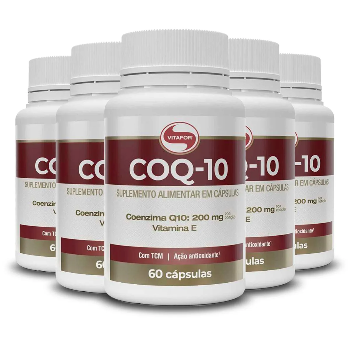 Kit 5 Coenzima Q10 200mg Vitafor 60 Cápsulas