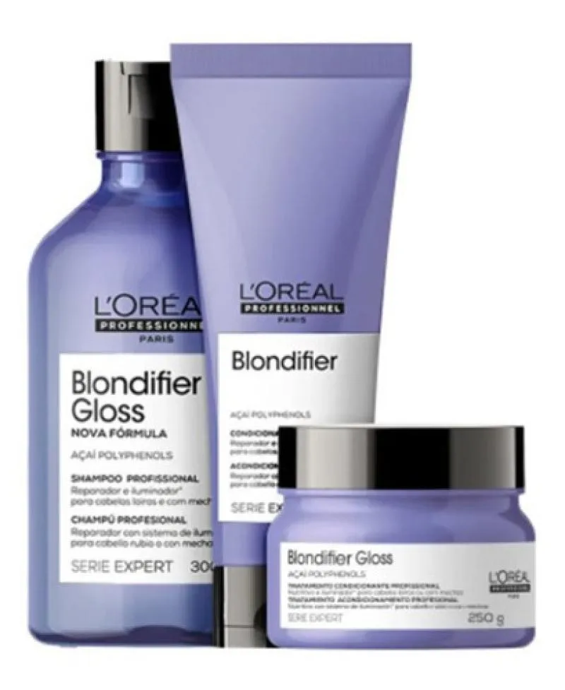 LOREAL KIT BLONDIFIER GLOSS SH 300ML+ COND 200ML+ MASC 250G