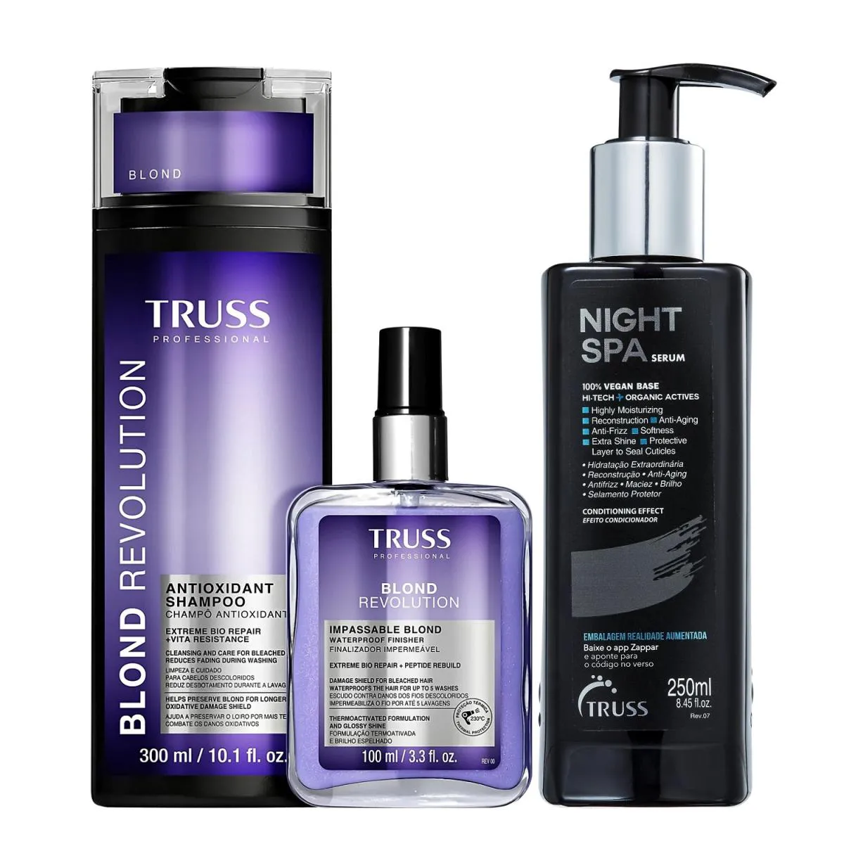 KIT TRUSS BLOND REVOLUTION - SHAMPOO 300ML + FINALIZADOR 100ML + NIGHT SPA 250ML